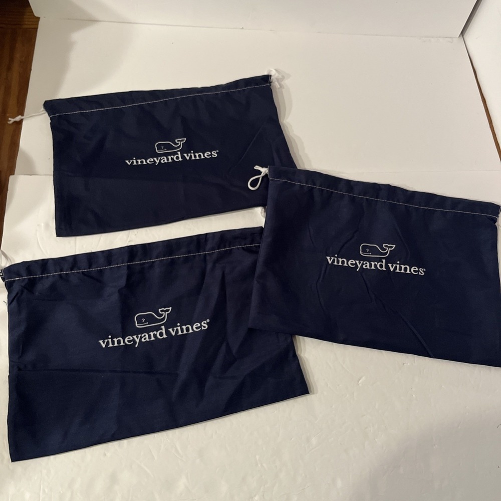 Vineyard Vines 3 Travel Drawstring Packable Tote Bags Reusable Dust Bag 13.5x9.5